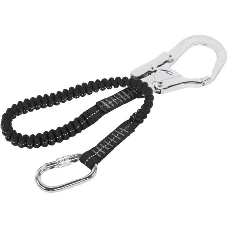 Corde de sécurité élastique anti-chute avec crochet en acier pour travail en hauteur et ceinture de sécurité