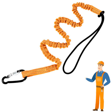 Corde de sécurité pour outils (noire, fluorescente  verte, orange), corde de protection antichute pour outils de construction, capacité de charge de 10 kg, orange 90-150 cm.