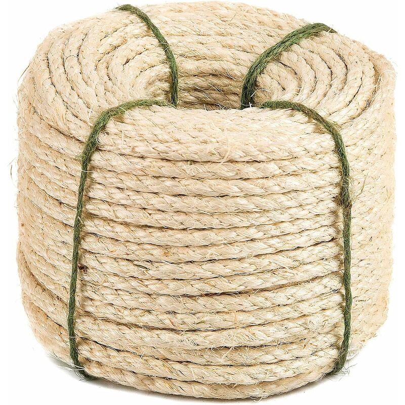Corde de Sisal Naturel 8mm Remplacement Cordage Ancien Accessoire Idéal pour remplacer Poteaux de l'arbre à Chat (8mm, 20m)