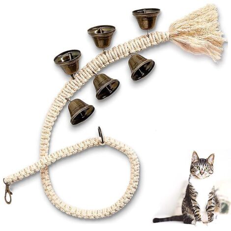 corde De Sonnette Pour Animal De Compagnie Dresseur De Chien, Cloche En Laiton Antique Avec Cordon Beige, 6 Cloches De Chien En Laiton Antique Sup
