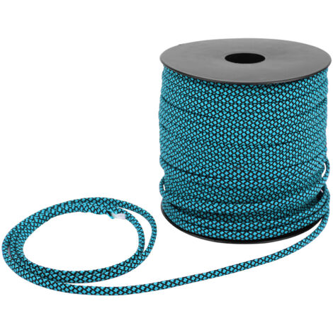Corde de survie en parachute 7 brins, 4 mm d'épaisseur, 50 mètres pour camping, tente, bracelet et extérieur - Bleu et Noir
