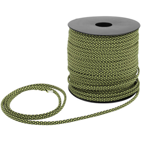 Corde de survie en parachute 7 brins 4mm x 50m pour camping, randonnée, tentes et bracelets de survie vert/noir