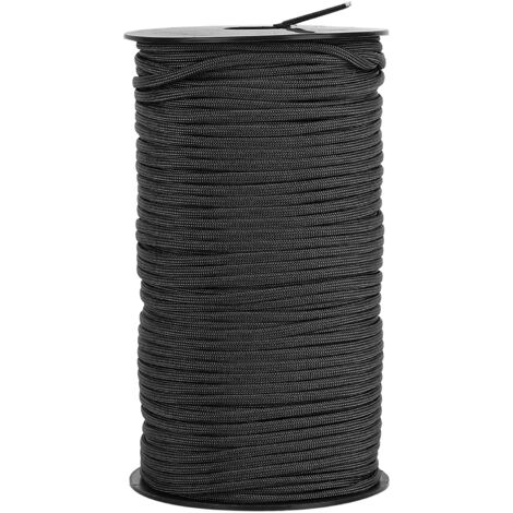 Corde de survie parachute 100m pour randonnée et secours en montagne (Noir)