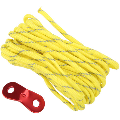 Corde de Tente Réfléchissante 4mm Jaune, Résistante au Vent pour Camping et Store
