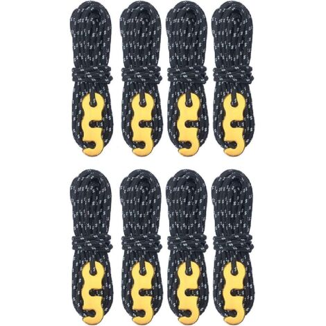 Corde de tente réfléchissante en nylon avec tendeur pour le camping, la randonnée et les auvents - 4 m