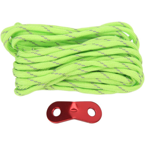 Corde de Tente Résistante au Vent 4mm, Récupérateur Réfléchissant Vert Fluorescent pour Camping Extérieur