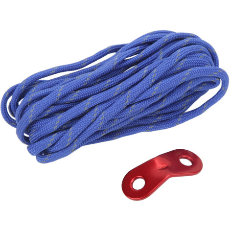 Corde de Tente Résistante au Vent avec Boucles en Aluminium Réfléchissante pour Randonnée et Camping Bleue