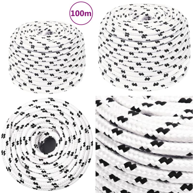 Corde de travail Blanc 10 mm 100 m Polyester - Corde De Travail - Corde Tressée - Polyester - Corde Blanche - Outillage - Home & Living
