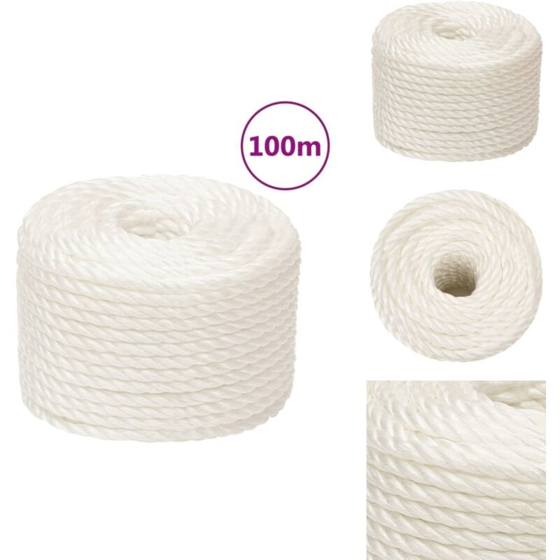Corde de travail Blanc 10 mm 100 m polypropylène - Corde De Travail - Corde En Polypropylène - Corde Blanche - Corde Épaisse - Corde Résistante