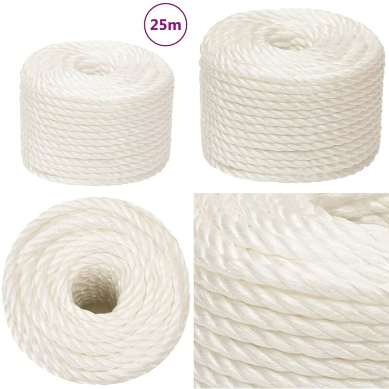 Corde de travail Blanc 12 mm 25 m polypropylène - Corde De Travail - Corde En Polypropylène - Corde Blanche - Corde Épaisse - Corde Résistante - Home