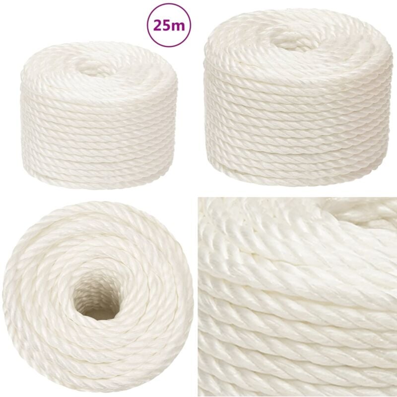 Corde de travail Blanc 16 mm 25 m polypropylène - Corde De Travail - Corde Torsadée - Corde En Polypropylène - Corde Blanche - Corde Robuste - Home &