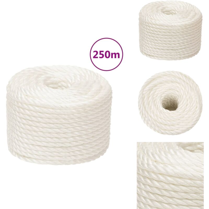 Corde de travail Blanc 16 mm 250 m polypropylène - Corde De Travail - Corde En Polypropylène - Corde Blanche - Corde Robuste - Corde Résistante Aux Uv