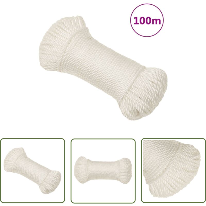 The Living Store Corde de travail Blanc 3 mm 100 m polypropylène - Corde De Travail - Corde En Polypropylène - Corde Blanche - Corde Épaisse - Corde