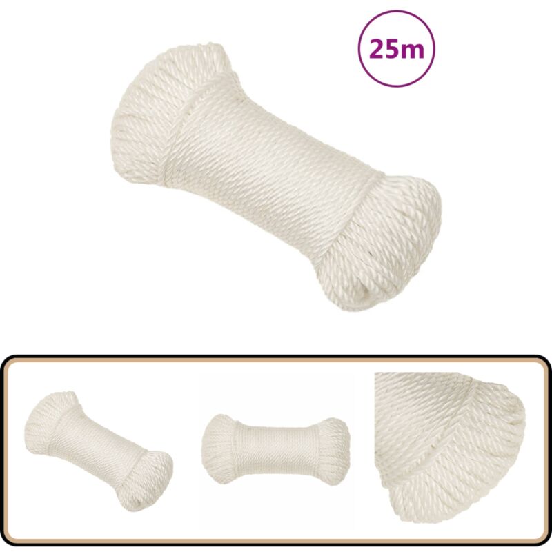 Corde de travail Blanc 3 mm 25 m polypropylène - Corde De Travail - Corde En Polypropylène - Corde Blanche - Corde Résistante - Corde Marine