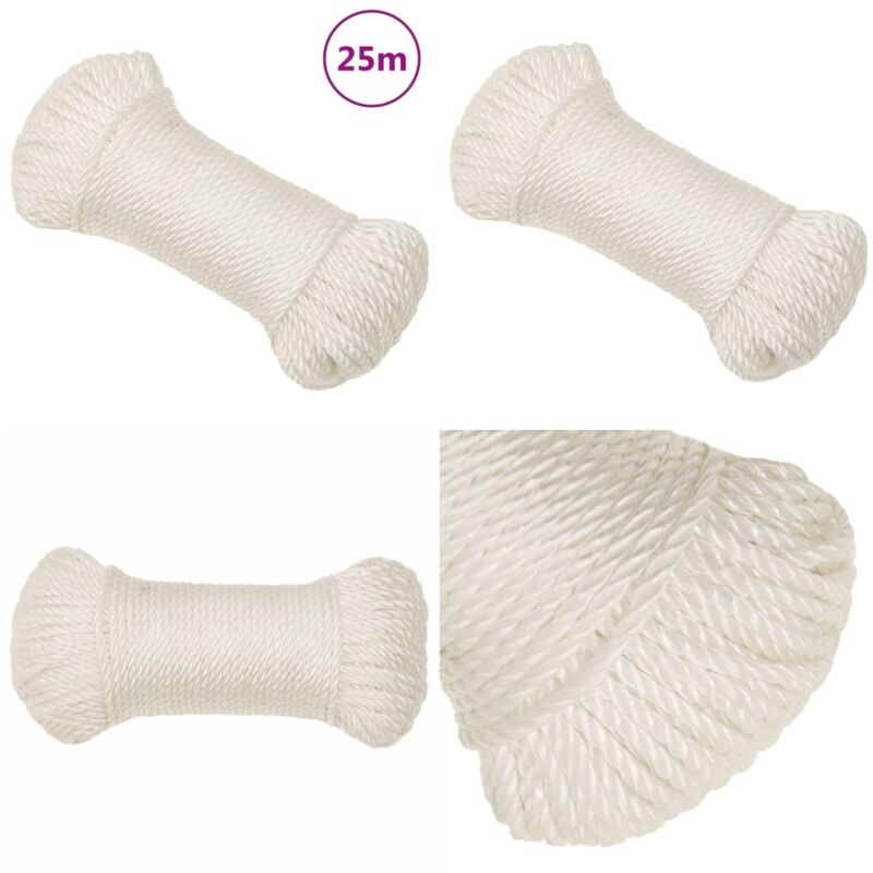 Corde de travail Blanc 3 mm 25 m polypropylène - Corde De Travail - Corde En Polypropylène - Corde Blanche - Corde Résistante - Corde Marine - Home &
