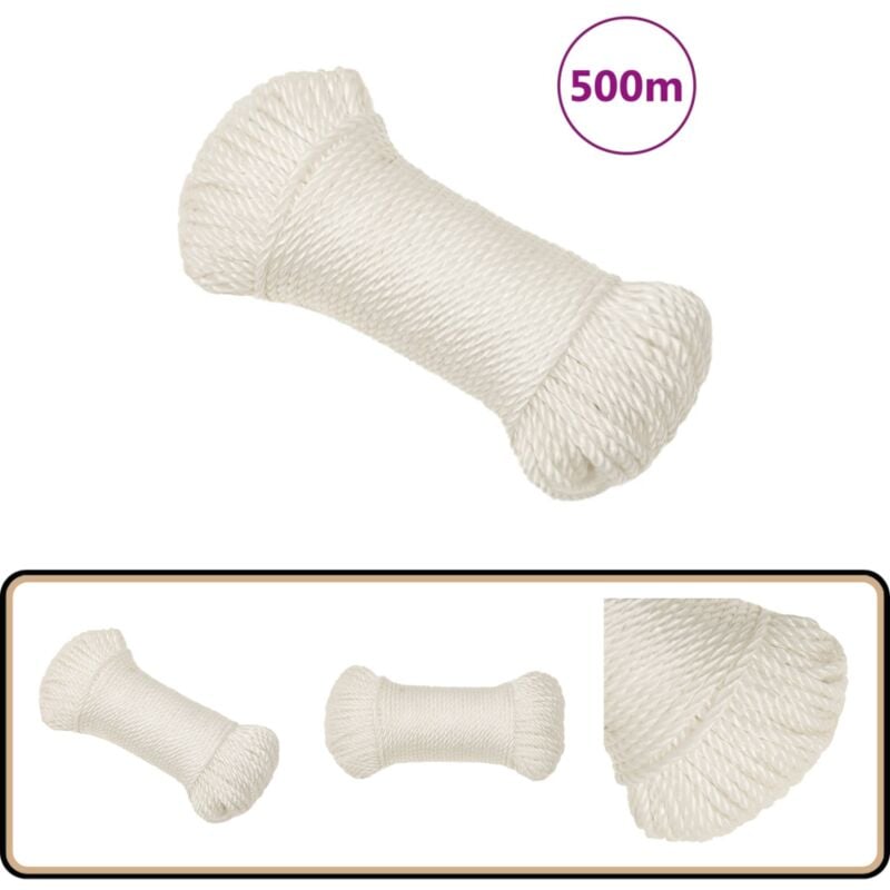 Corde de travail Blanc 3 mm 500 m polypropylène - Corde De Travail - Corde En Polypropylène - Corde Blanche - Corde Épaisse - Corde Résistante