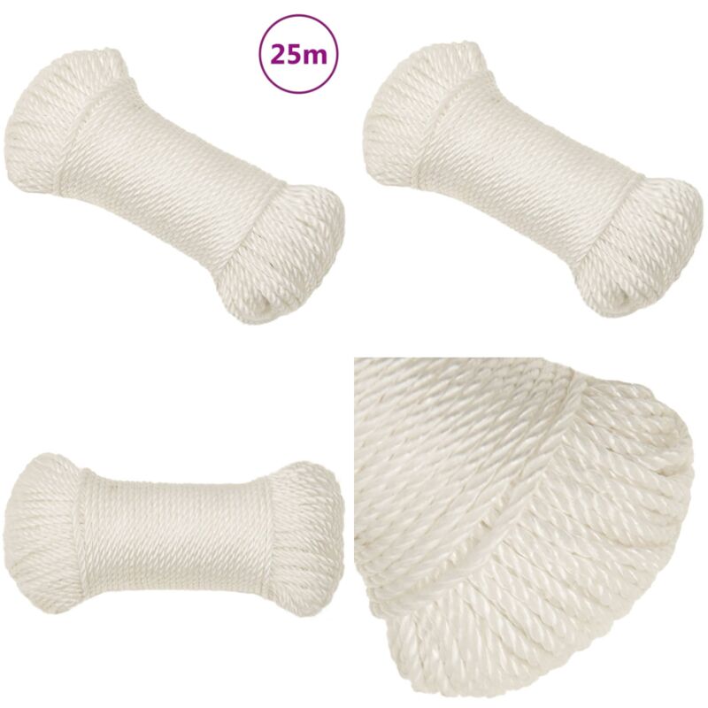 Corde de travail Blanc 6 mm 25 m polypropylène - Corde De Travail - Corde En Polypropylène - Corde Blanche - Corde Épaisse - Corde Résistante - Home