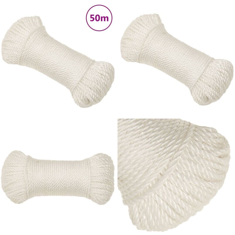 Corde de travail Blanc 6 mm 50 m polypropylène - Corde De Travail - Corde En Polypropylène - Corde Blanche - Corde Épaisse - Corde Résistante - Home