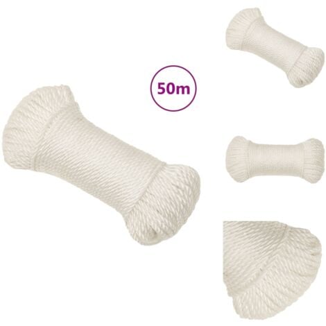 Corde de travail Blanc 6 mm 50 m polypropylène - Corde De Travail - Corde En Polypropylène - Corde Blanche - Corde Épaisse - Corde Résistante