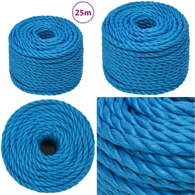 Corde de travail Bleu 14 mm 25 m Polypropylène - Corde De Travail - Corde Bleue - Corde Polypropylène - Corde Robuste - Corde Résistant Aux Uv - Home