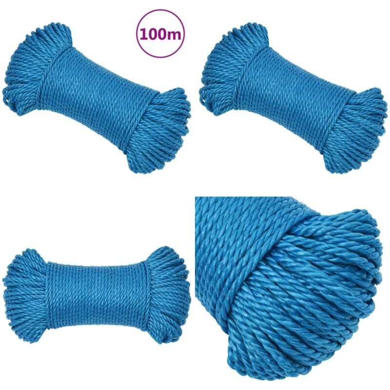 Corde de travail Bleu 3 mm 100 m Polypropylène - Corde De Travail - Corde Bleue - Corde Polypropylène - Corde Épaisse - Corde Robuste - Home & Living