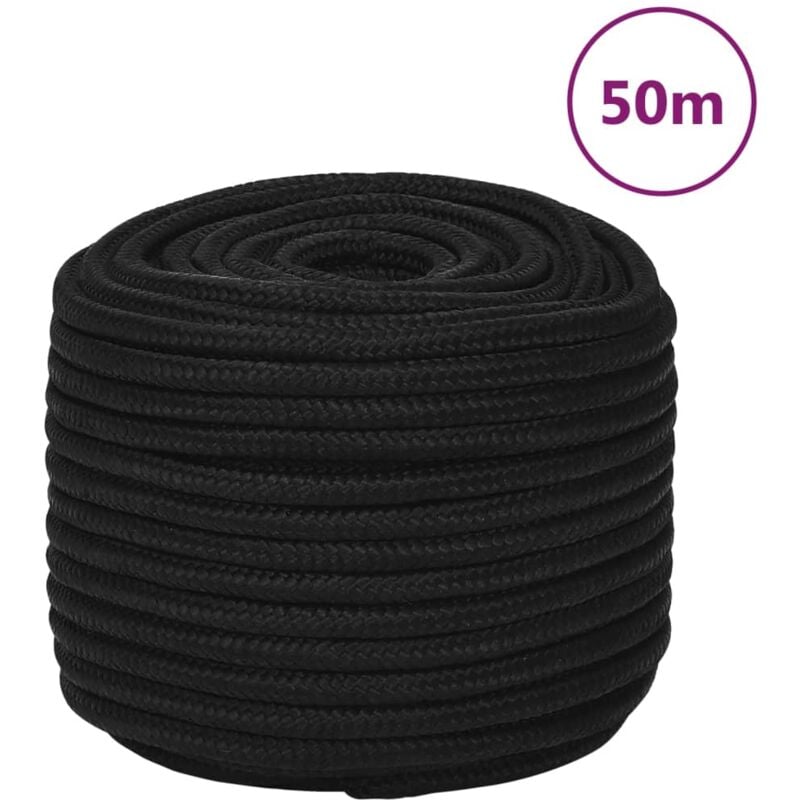 Corde de travail Cordage Noir 12 mm 50 m Polyester 85597