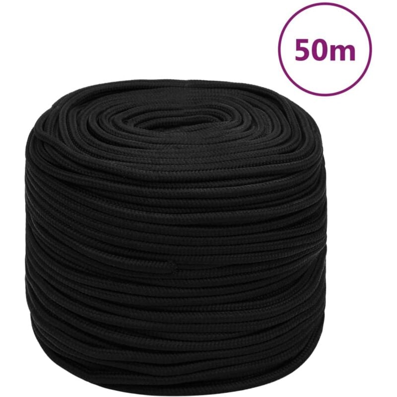 Corde de travail Cordage - Style Contemporain Noir 6 mm 50 m Polyester BV917203