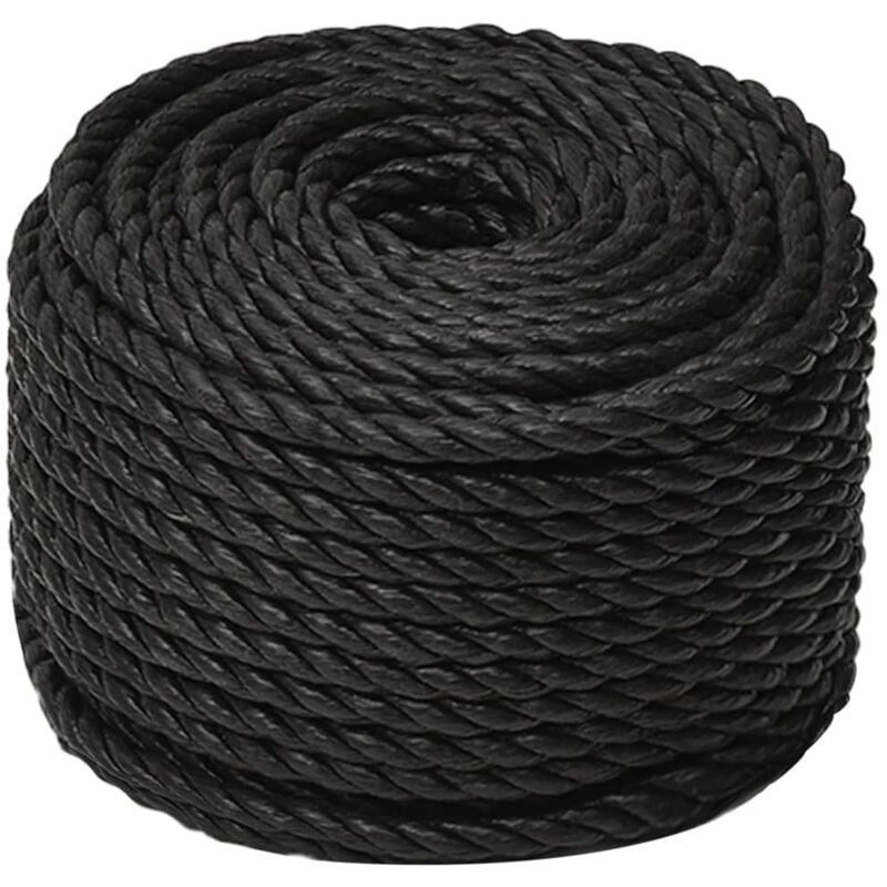 Corde de travail, Corde de Chanvre, pour la Décoration, le Bricolage, le Jardinage Noir 14 mm 25 m polypropylène OIB5402E