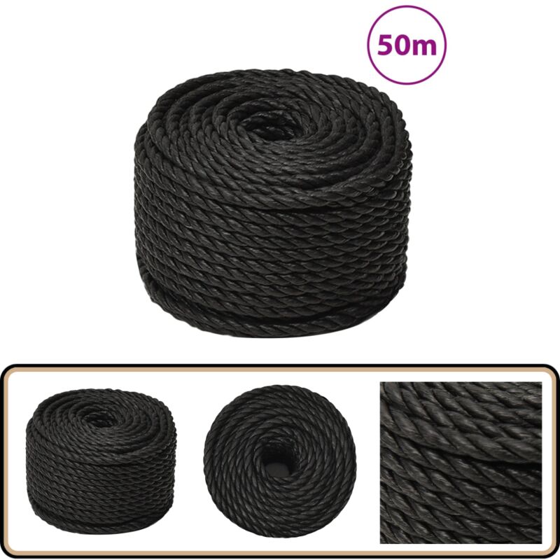 Corde de travail Noir 12 mm 50 m polypropylène - Corde De Travail - Corde Noire - Corde Polypropylène - Corde Épaisse - Corde Robuste