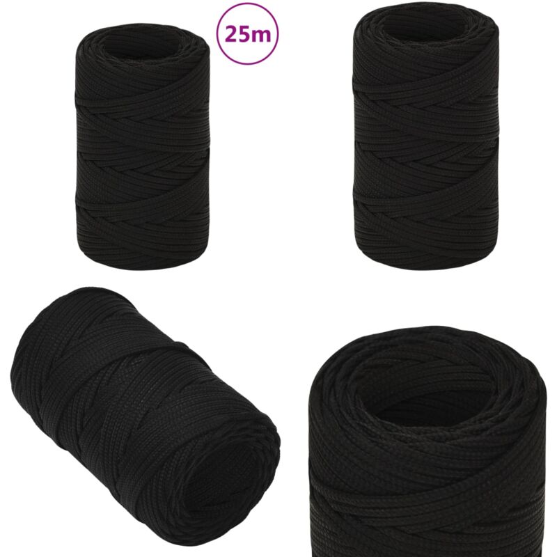 Corde de travail Noir 2 mm 25 m Polyester - Corde De Travail - Corde Tressée - Polyester - Corde Noire - Outillage - Home & Living