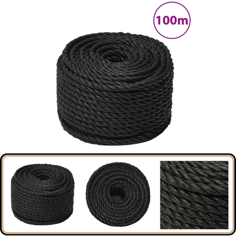 Corde de travail Noir 20 mm 100 m polypropylène - Corde De Travail - Corde Noire - Corde Polypropylène - Corde Épaisse - Corde Robuste