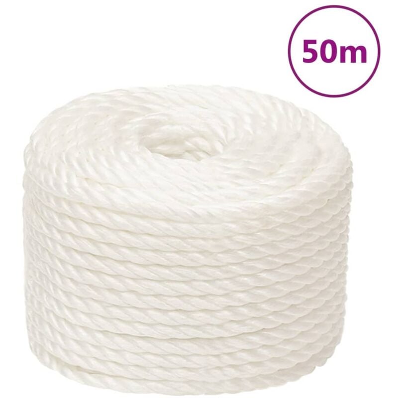 Corde de travail Blanc 10 mm 50 m polypropylène WLE474661 DESIGN IN