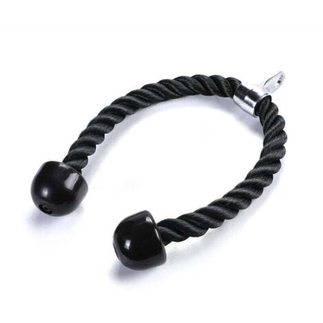 Corde d'entraînement pour triceps en nylon avec double poignée (1 corde, noire, 70 cm)