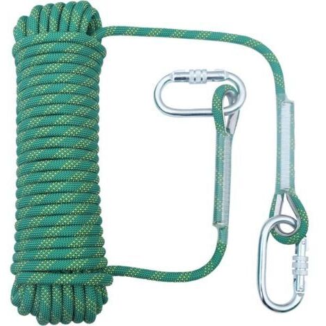 Corde d'escalade 10 mm - 32 pieds Corde de rappel haute résistance pour la randonnée, l'alpinisme, l'entraînement, le sauvetage, l'évacuation en cas d'incendie
