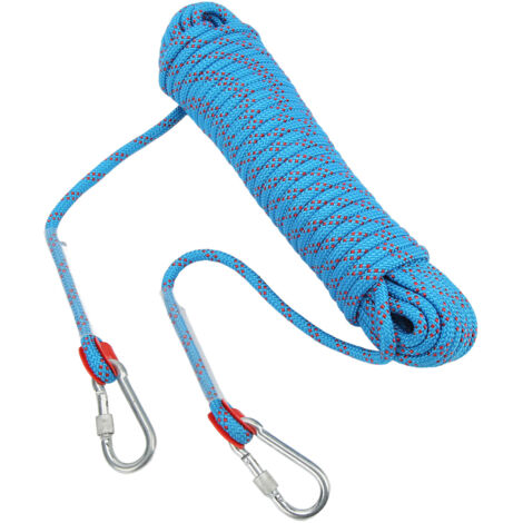 Corde d'escalade 8mm pour alpinisme et travaux arboricoles, 20 mètres, résistante pour randonnée et aventures, couleur bleue.