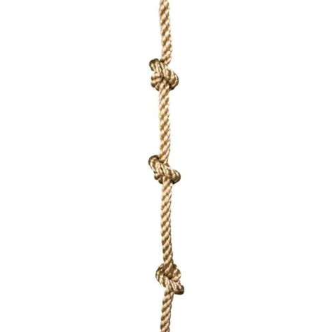 Corde d'escalade avec marches en Bois et Anneau de Suspension Solide, Aspect Naturel, dès 3 Ans ，Beige