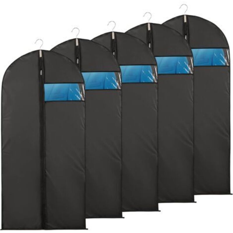 LaBlanc - Housse Vetement Avce Zip Fenêtre Transparente Visible Housse Protection Vetement Anti Poussière Etanche Mite Humidité 5pcs 60x140cm Noir