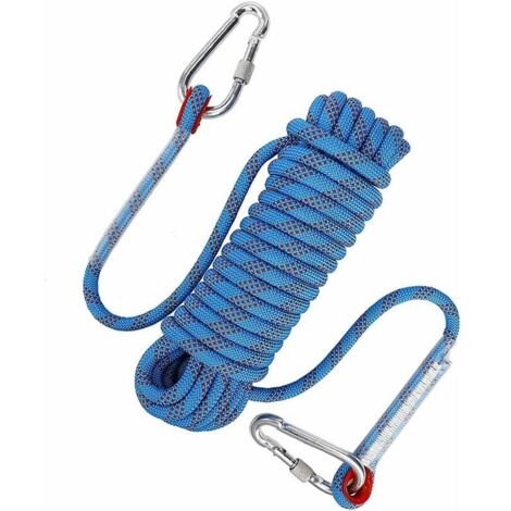 Corde D'Escalade En Nylon Haute Résistance De 10 Mm, Corde De Sécurité D'Escalade De 15 M, Corde D'Évacuation Avec 2 Mousquetons, Corde De Sauvetage En Plein Air Et Lutte Contre L'Incendie, Alpinisme,