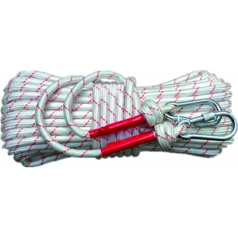Corde d'Escalade en Rappel Auxiliaire en Extérieure/avec Noyau en Fil d'acier et Mousquetons/Corde de Sécurité Haute Résistance Corde Nylon Tressé