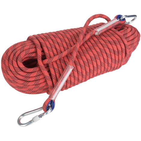 Corde d'escalade extérieure de 30 m, corde de survie de sécurité de 12 mm de diamètre (rouge)