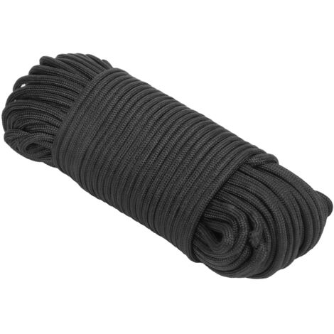 Corde d'escalade robuste 10 brins pour randonnée et activités outdoor - Noir