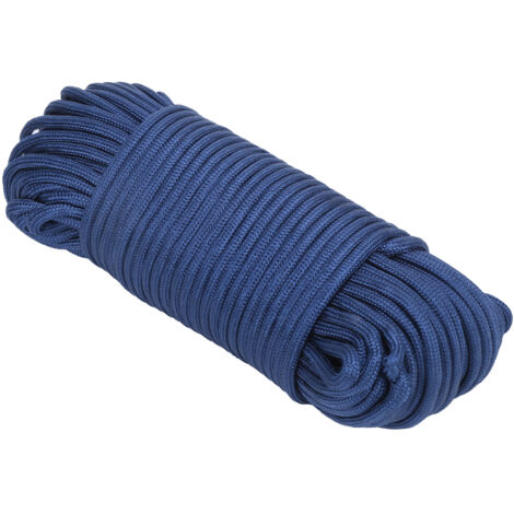 Corde d'escalade robuste 10 brins pour sauvetage et séchage en extérieur - Bleu marine