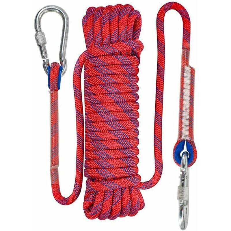 Corde d'escalade statique de 10 mm - Accessoire - Équipement d'évasion - Équipement d'escalade sur glace - Corde de sauvetage incendie - rouge - 10 m