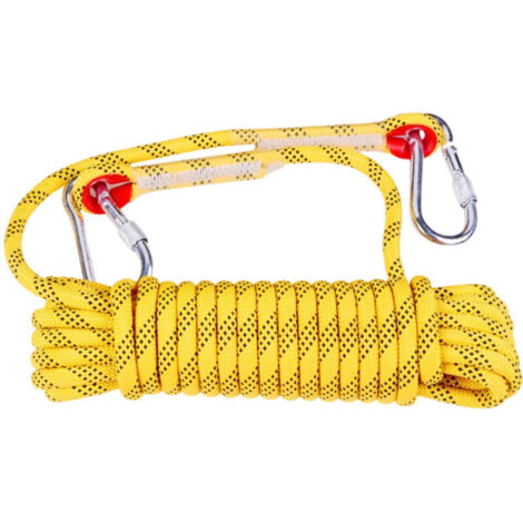 Corde d'évasion de 30 m x 12 mm anti-déchirure avec 2 mousquetons – pour escalade, randonnée, sauvetage