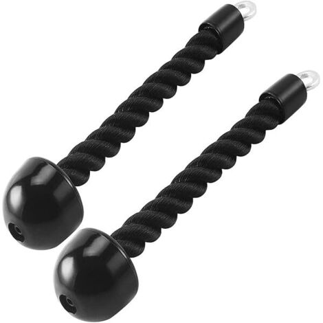 Corde D'exercice Pour Machine À Câble - Poignée Unique - 39 cm - Anneau 20 mm - Corde Nylon Tressé 25 mm - Extrémités En Caoutchouc 66 mm - 1 Pièce