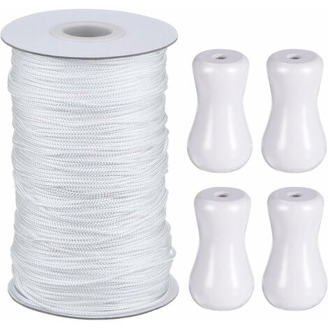 Corde d'Ombrage Tressé Rouleau1.8MM cordon 50 mètres en bois blanc 4 accessoires pour stores vénitiens verticaux Plante de Jardinage et de l'Artisanat (Blanc)LO-Ron
