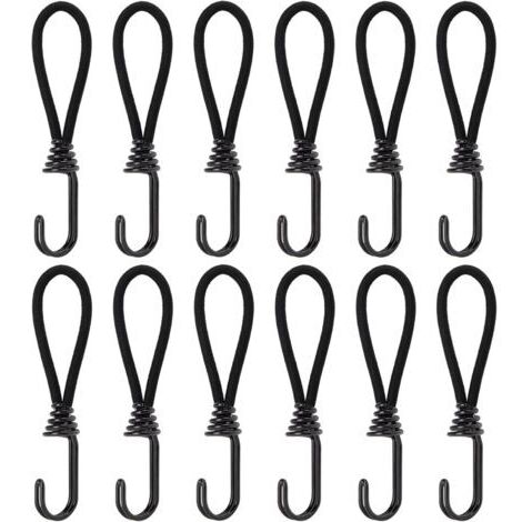 Corde elastiche con ganci, corda elastica in gomma da 15 cm con elementi di fissaggio per tettoia, telone, campeggio, tenda, imbracatura di estensione per tende, 12 pezzi