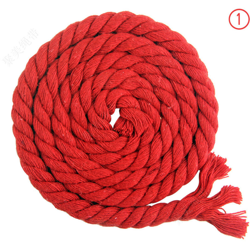 Corde en coton tressée à 3 brins de 8 mm x 65.5 pieds pour fil à tricoter artisanal (01 rouge)