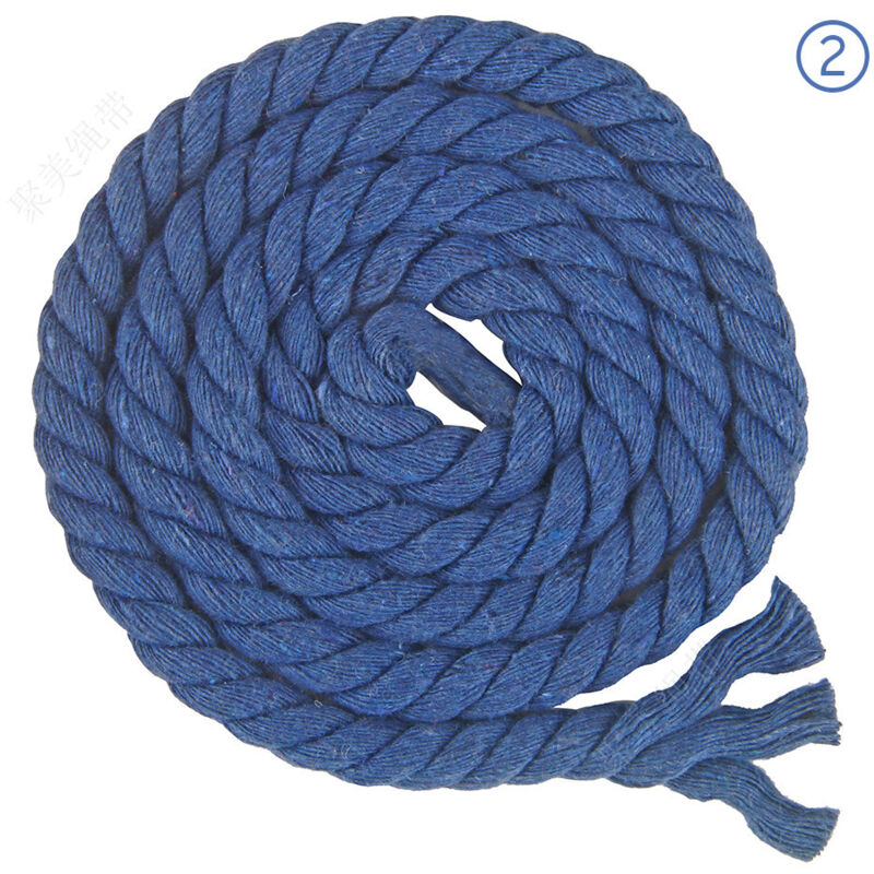 Corde en coton tressée à 3 brins de 8 mm x 65.5 pieds pour fil à tricoter artisanal (02 bleu royal)