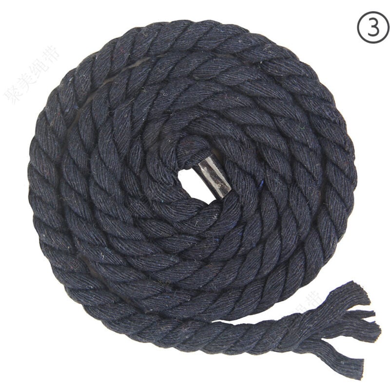 Corde en coton tressée à 3 brins de 8 mm x 65.5 pieds pour fil à tricoter artisanal (03 bleu marine)